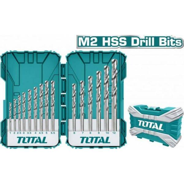 TOTAL σέτ τρυπάνια  HSS M2 15ΤΕΜ (TACSDL51502)