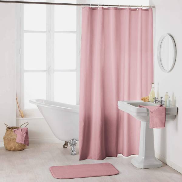 Κουρτίνα μπάνιου Σχ.Essencia 180x200cm μονόχρωμη με κρίκους pink